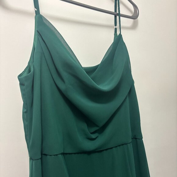 David's Bridal Bridesmaid Dress, Cowl Neck Chiffon-Juniper, Size 14 - WORN ONCE - Picture 7 of 8